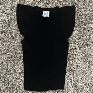 Francesca's Fluttersleeve Black Tank